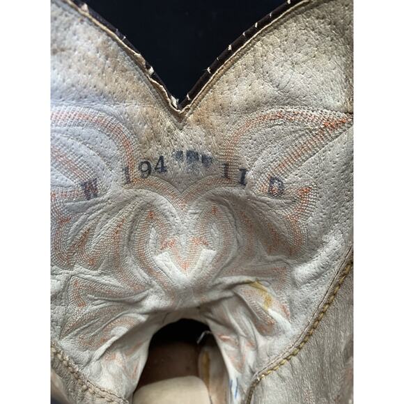 Vintage Ostrich Leather Cowboy Boots 11 D Western Embroidery main image 4